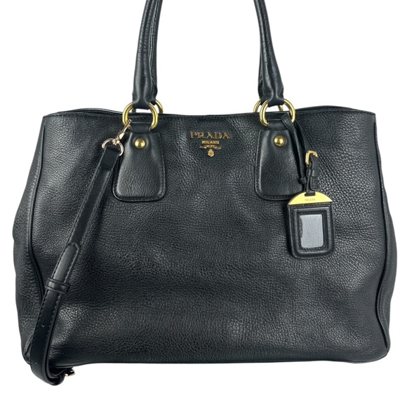 PRADA LEATHER TOTE BAG UNBRANDED STRAP - Picture 1 of 12